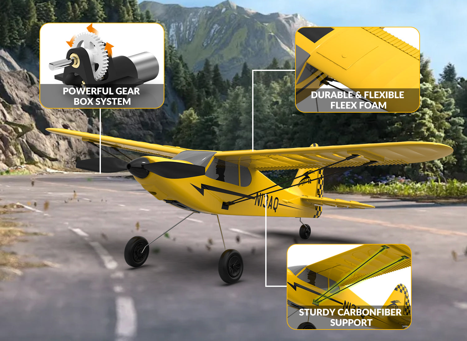 VOLANTEXRC 3CH Sport Cub S2 Avión de control remoto para principiantes con estabilizador Xpilot Easy to Fly (761-14) RTF