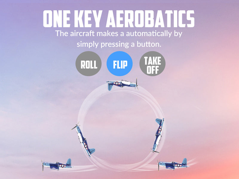 VOLANTEXRC Corsair F4U V2 (RTF) 4CH 400mm with One key Aerobatic (15.7'') 76108