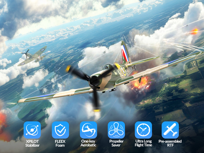 VOLANTEXRC P51D Mustang 4Ch Aviones RC para principiantes con estabilizador Xpilot One-key Aerobatic (761-5) RTF