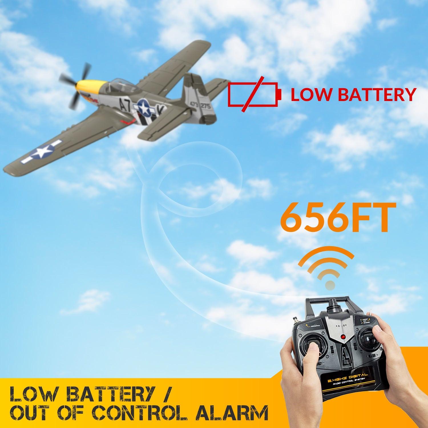 Aereo radiocomandato 2.4G P51 Mustang radio 4CH 6 assi RTF telecomando