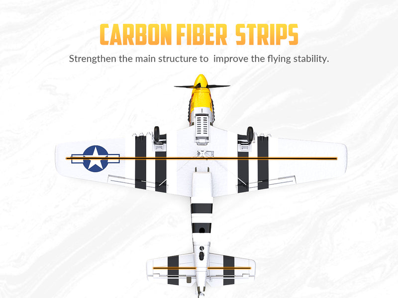 VOLANTEXRC 500mm P-51D Mustang (76802) PNP sin radio, batería y cargador