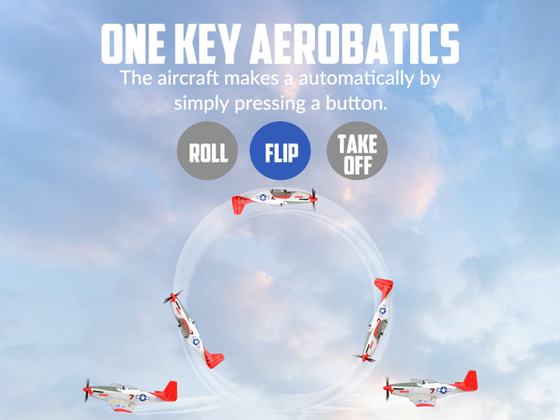 VOLANTEXRC Mustang P51 Red(RTF) 4CH 400mm For Beginner (15.7'') 76105