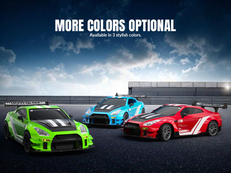 Racent 1:20 RC Drift Car 4WD, LED Light, 2 baterías, Dual Motor Green