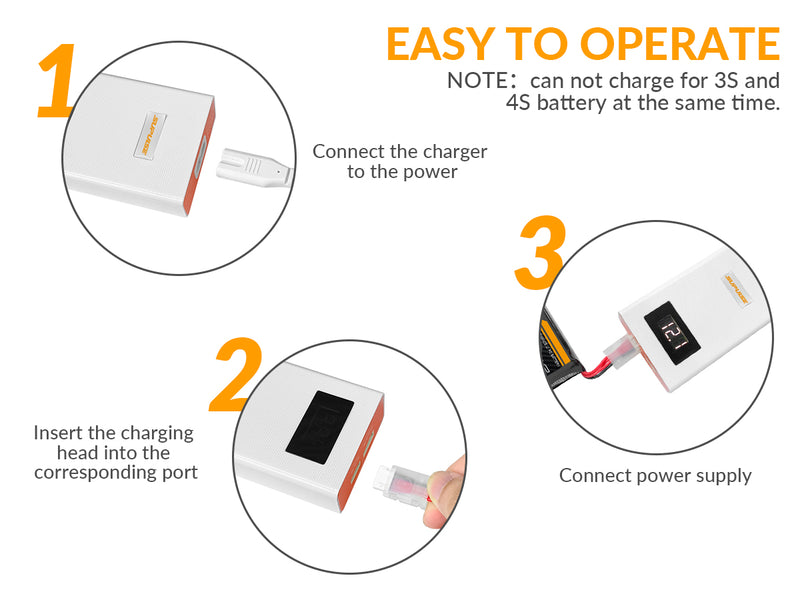 SUPULSE A4 Lipo Balance Charger - 40W, 3S-4S, AC 11.1V/14.8V Quick Charge