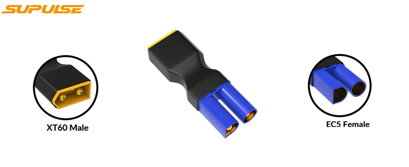 4pc XT60 to EC5 Connector Adapters for RC LiPo Batteries