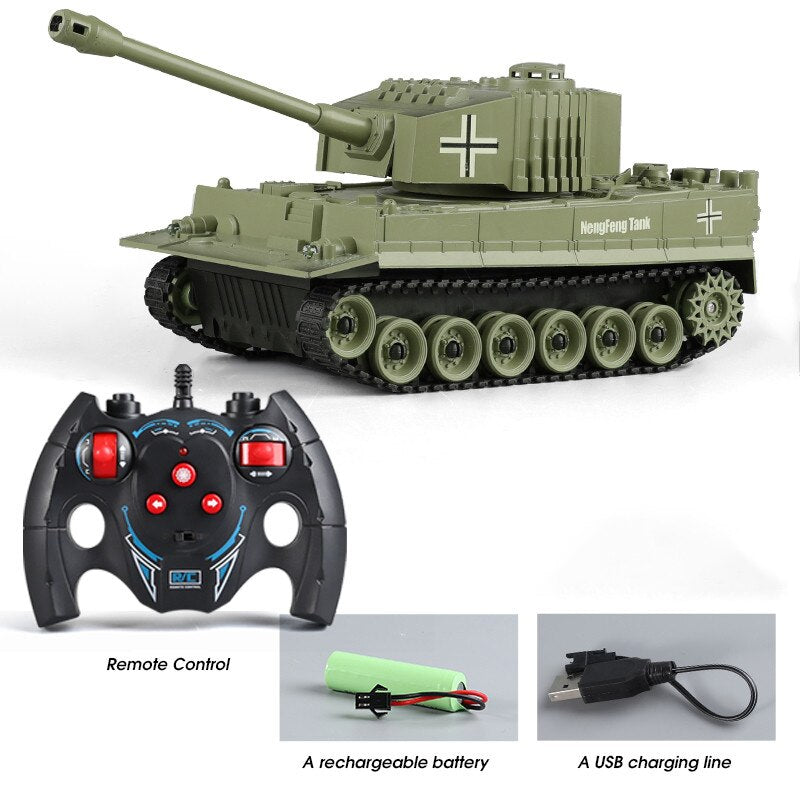 RC Tank 7Ch 2.4G 1/30 Remote Control Crawler Tank Model World War Military Truck Simulation sound Tiger Toys for Boys Kids Gifts