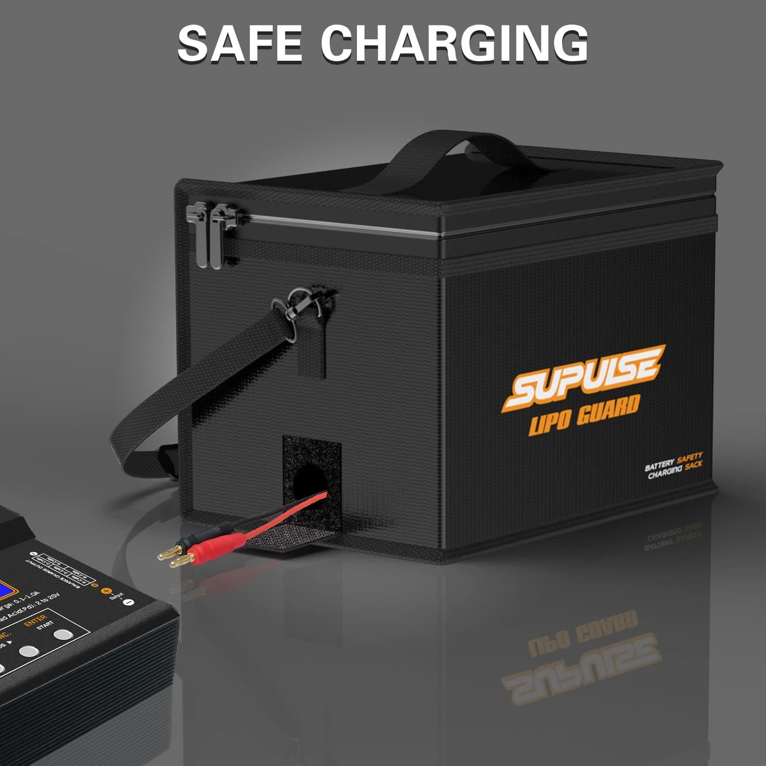 SUPULSE Lipo Safe Bag x1 Fireproof Explosionproof for Lithium Battery Storage and Charging(7.9" x 5.9" x 5.9") - EXHOBBY