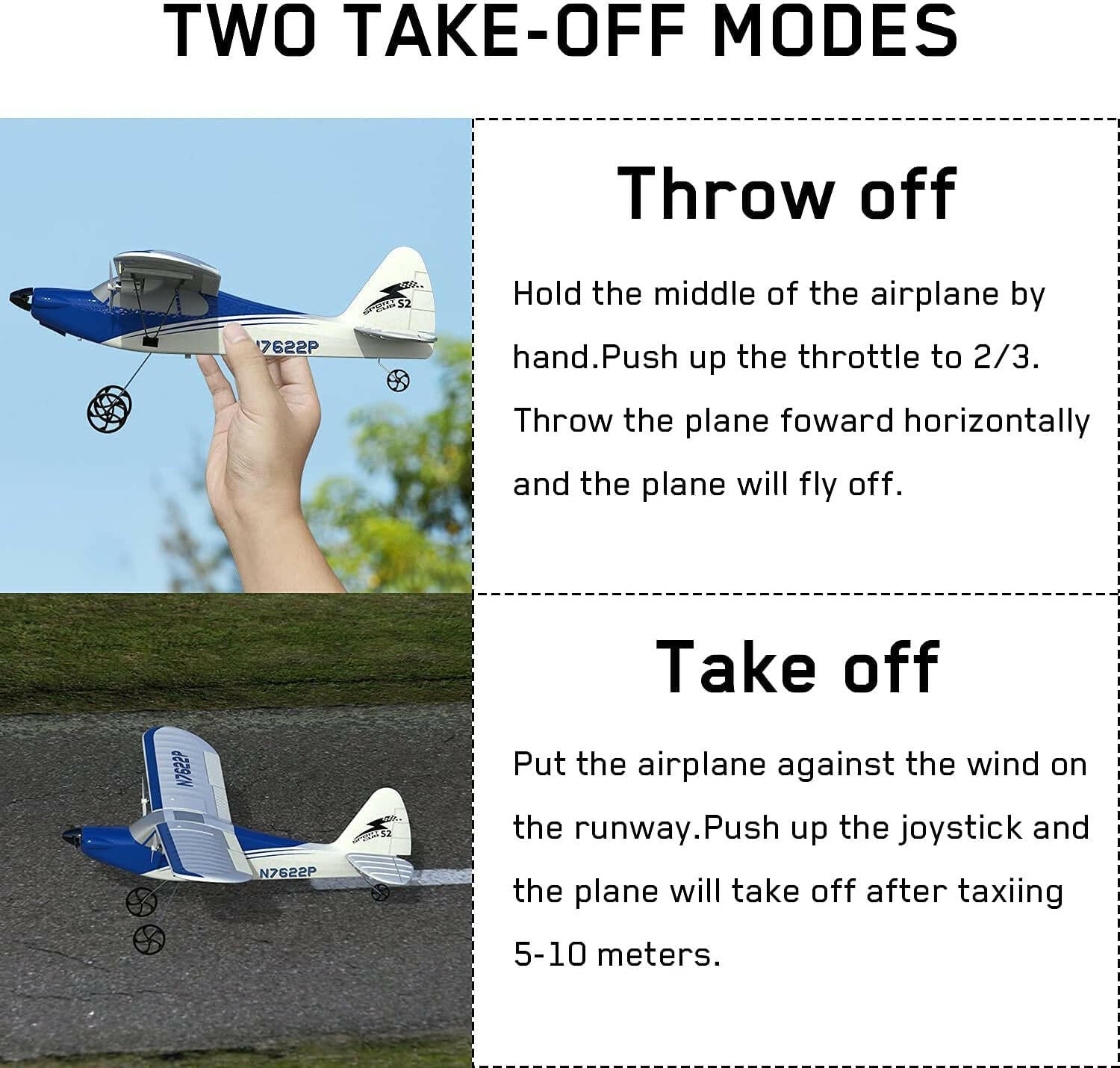 VOLANTEXRC Sport Cub S2 RC Plane with Gyro Stabilization System Ready to Fly for Beginners 2-CH Remote Control Airplane RTF (762-2) - EXHOBBY
