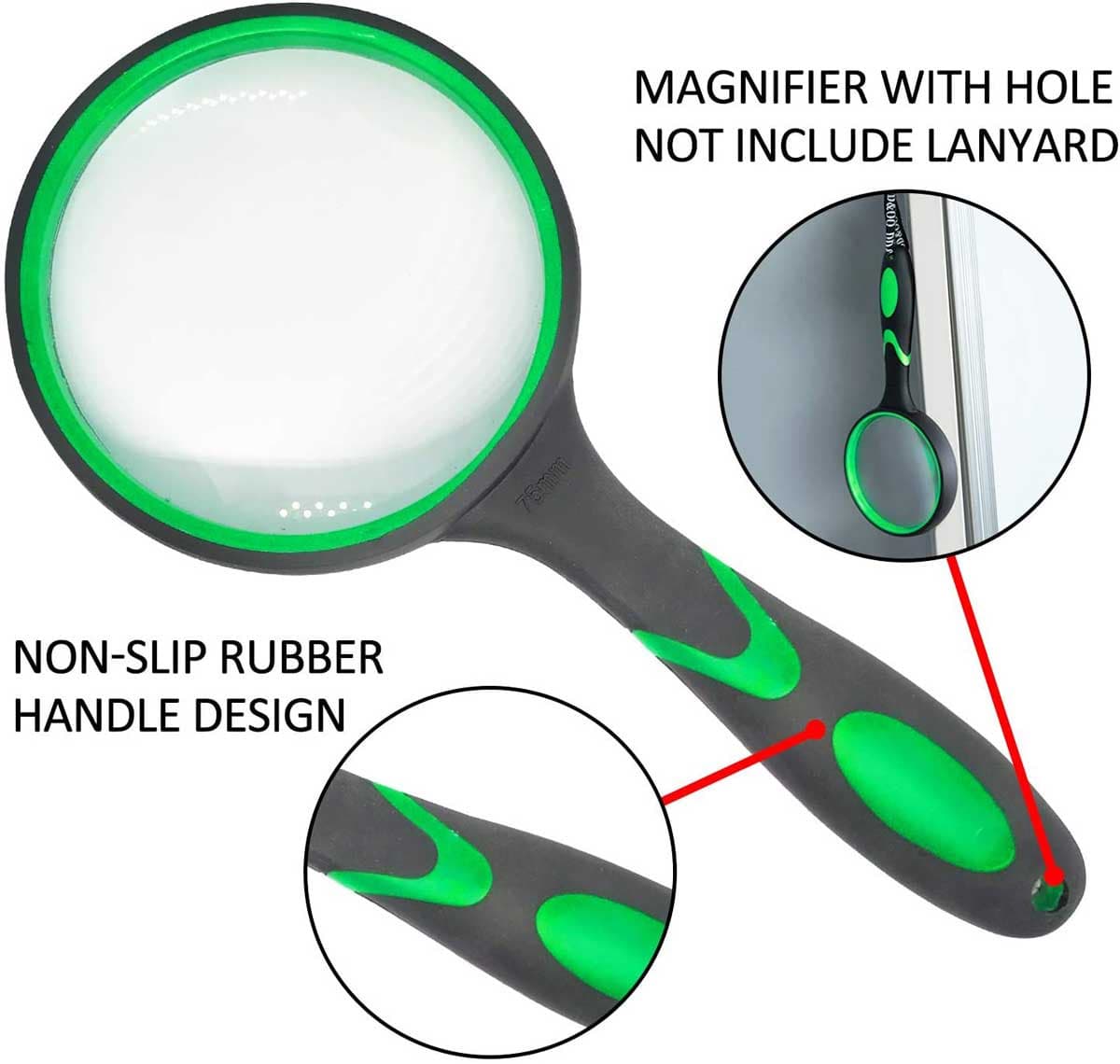 Volantexrc Magnifying Glass 10x Handheld Reading Magnifier for Seniors & Kids (Green)