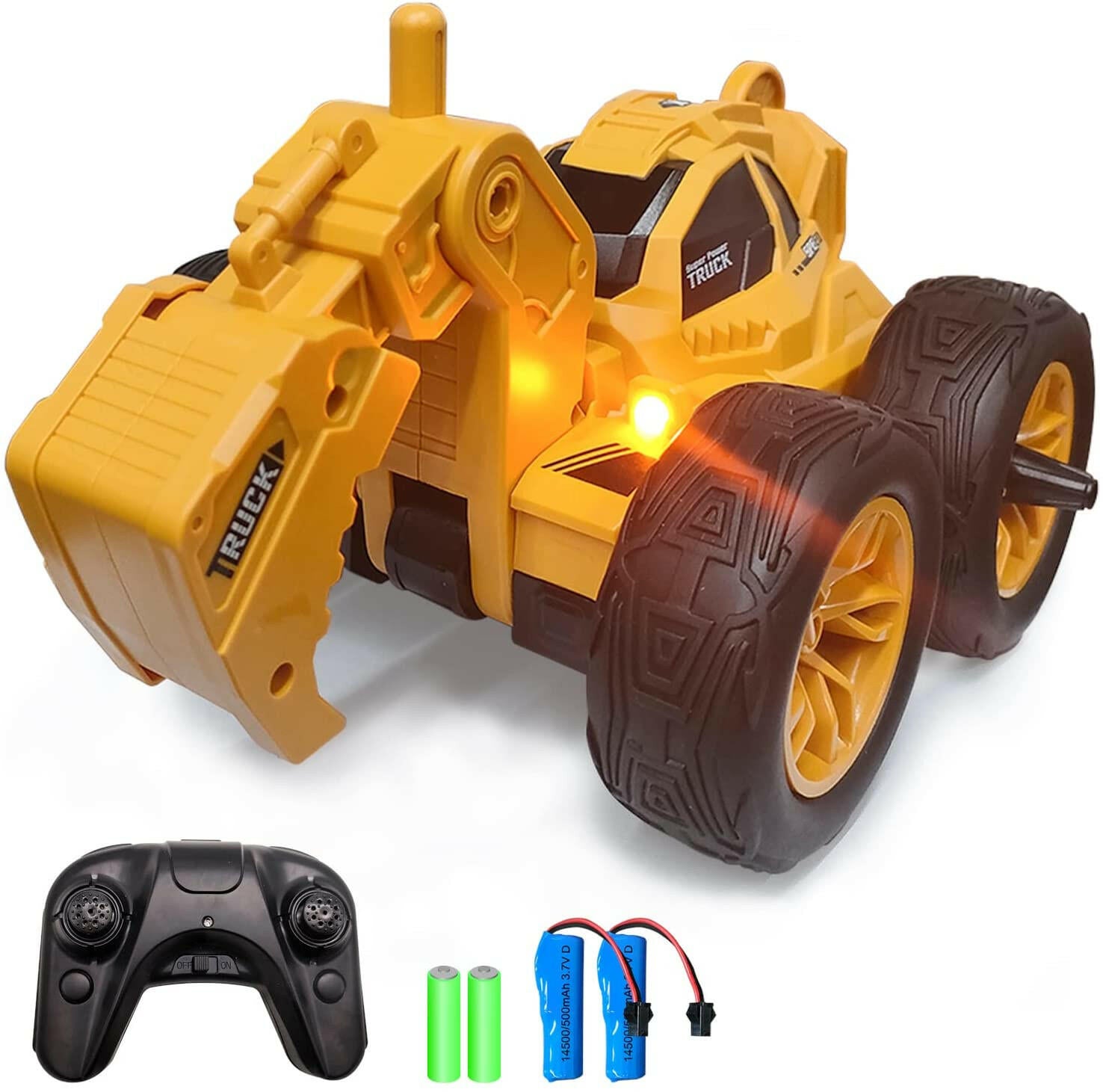 STEMTRON 2.4Ghz Remote Control Stunt Excavator with LED Light for Kids - EXHOBBY