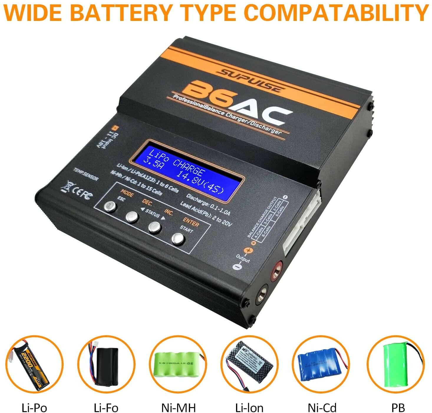 SUPULSE iMAX B6AC 1-6S AC/DC Lipo RC Battery Balance Charger Discharger - EXHOBBY