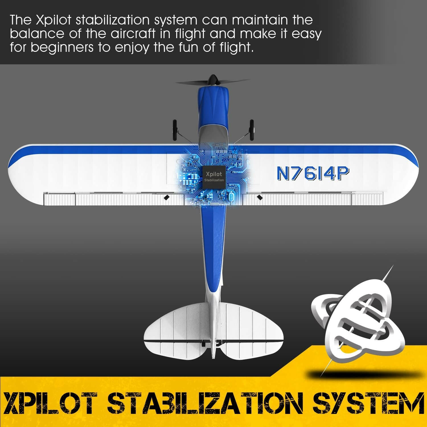 VOLANTEXRC Sport Cub 500 4Ch RC Trainer Airplane w- 6-Axis Gyro One-key Aerobatic Park flyer (761-4) RTF Blue.