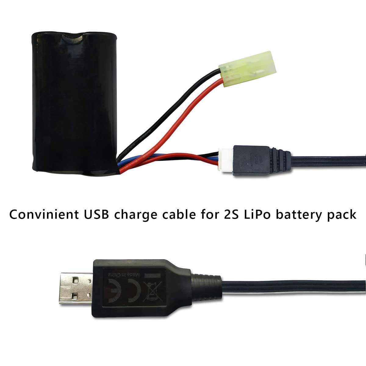 2pcs USB Charger Cable 2A for 2S 7.4V LiPo Battery with XH-3Pin Plug for RC Quadcopter FPV Drone RC Boat EXHOBBY.