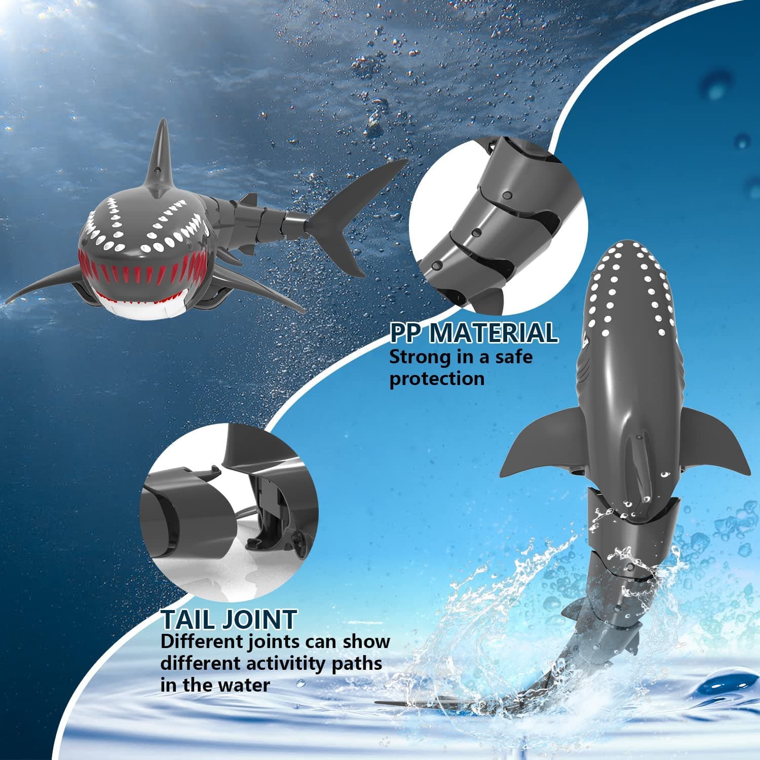 Remote Control Shark Toy 1:18 Scale High Simulation Shark for Kids - EXHOBBY