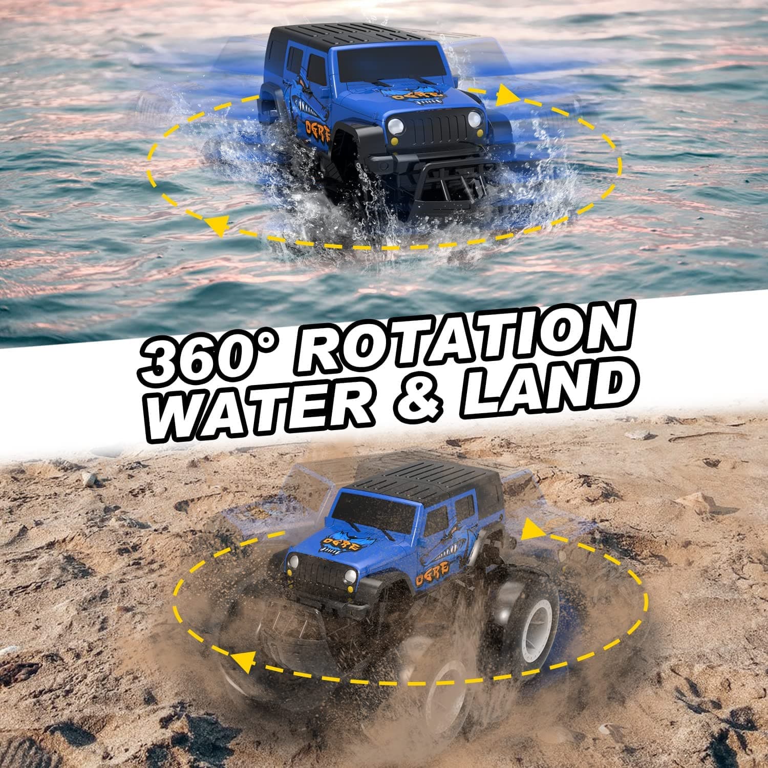 Amphibious Remote Control Car All Terrain Off-Road Waterproof RC Monster Truck for Kids - EXHOBBY