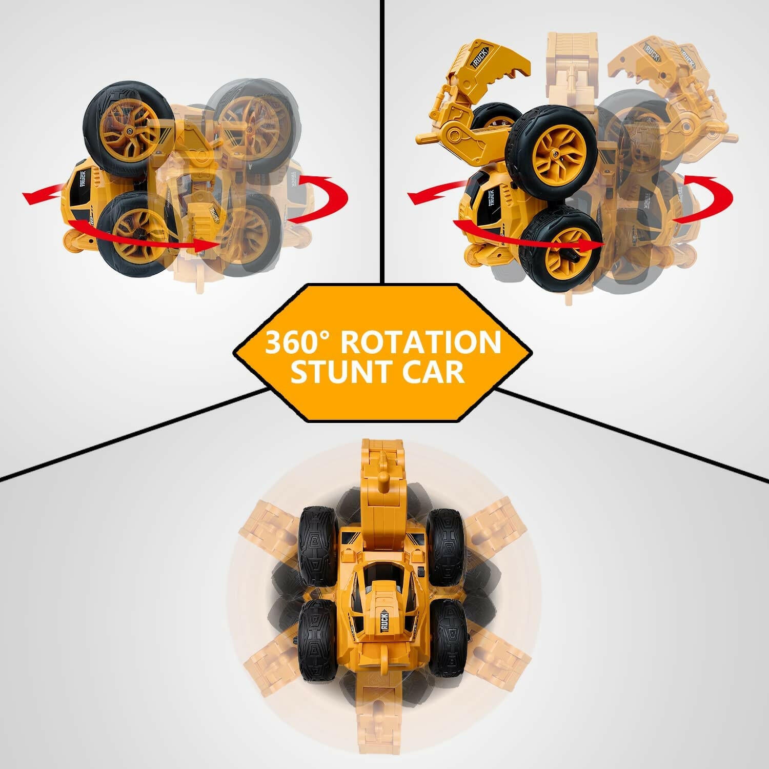 STEMTRON 2.4Ghz Remote Control Stunt Excavator with LED Light for Kids - EXHOBBY
