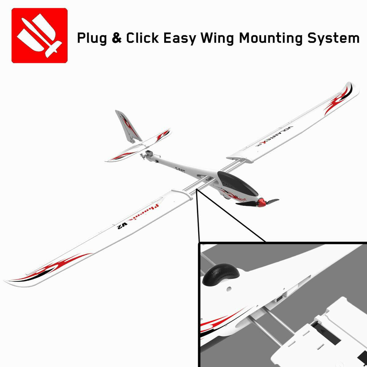 Phoenix V2 5 Channel Glider with 2 Meter Wingspan and Super Slim Streamline Plastic Fuselage (759-2) PNP.