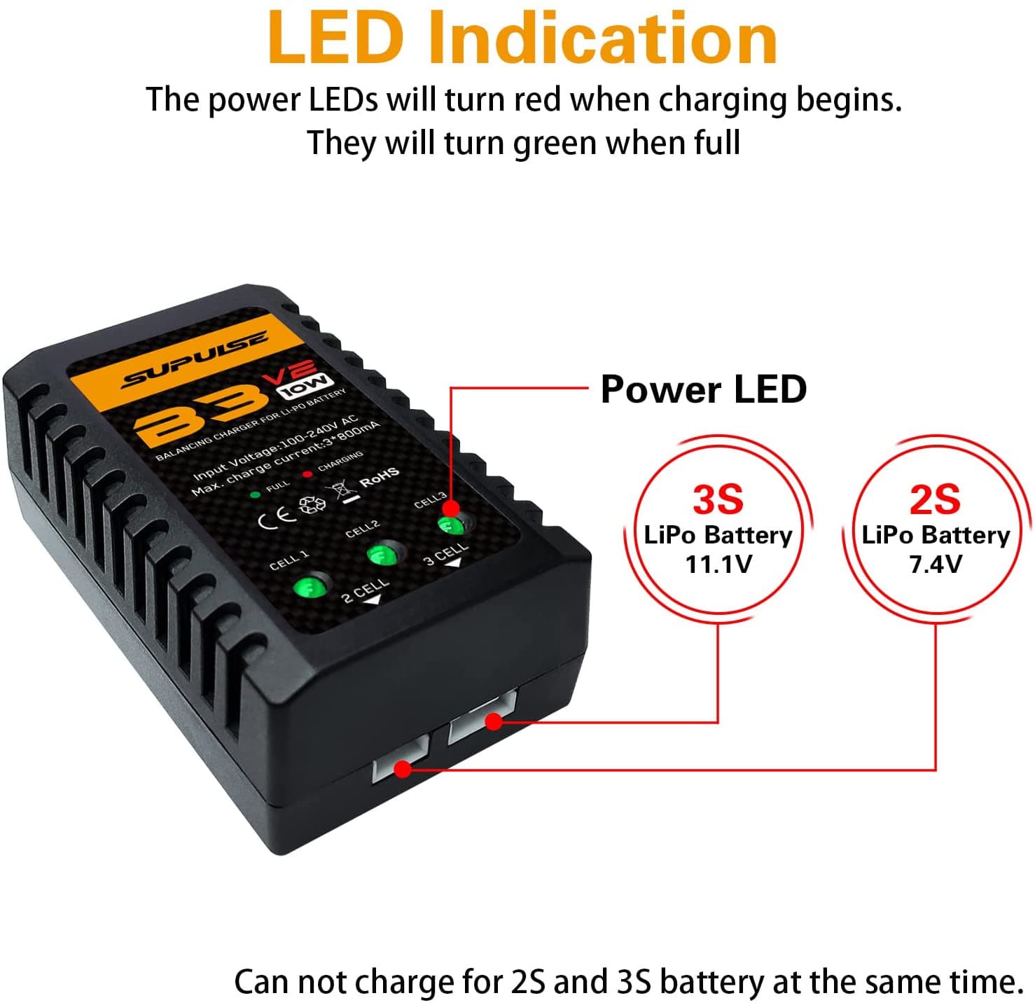 B3 balance charger aeromodelling lithium battery 2S3S7.4V11.1V