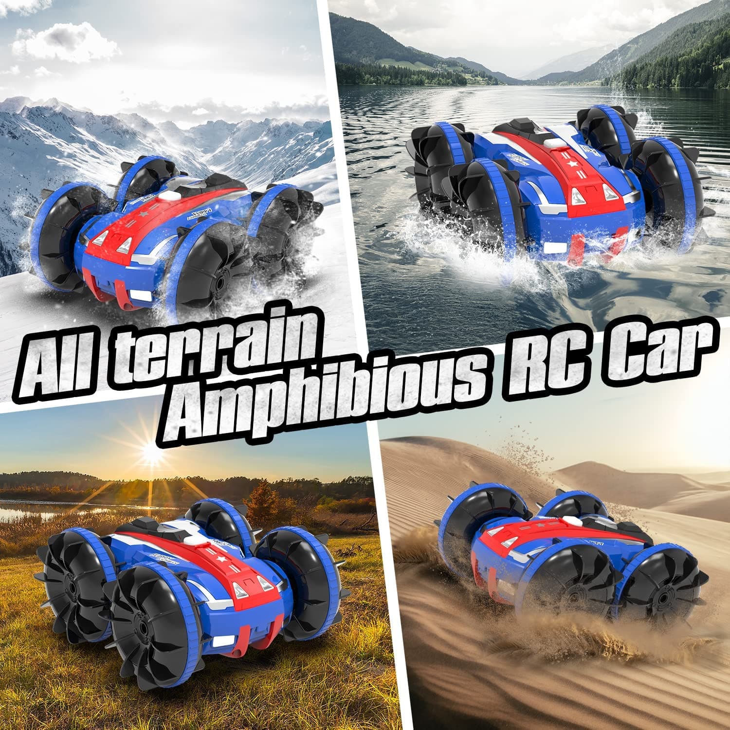VOLANTEXRC All Terrain Amphibious Waterproof RC Monster Truck Stunt Car (Blue) - EXHOBBY