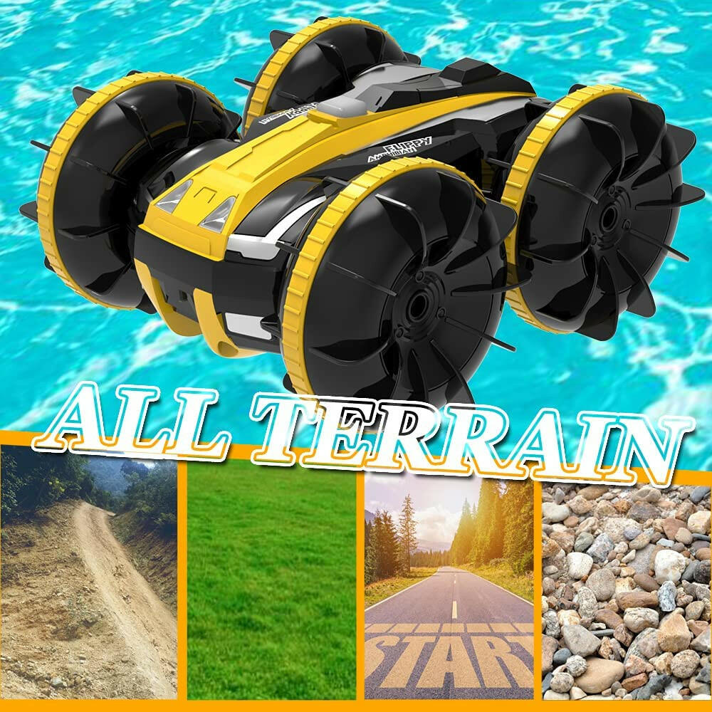 VOLANTEXRC All Terrain Amphibious Waterproof RC Monster Truck Stunt Car (Yellow) - EXHOBBY