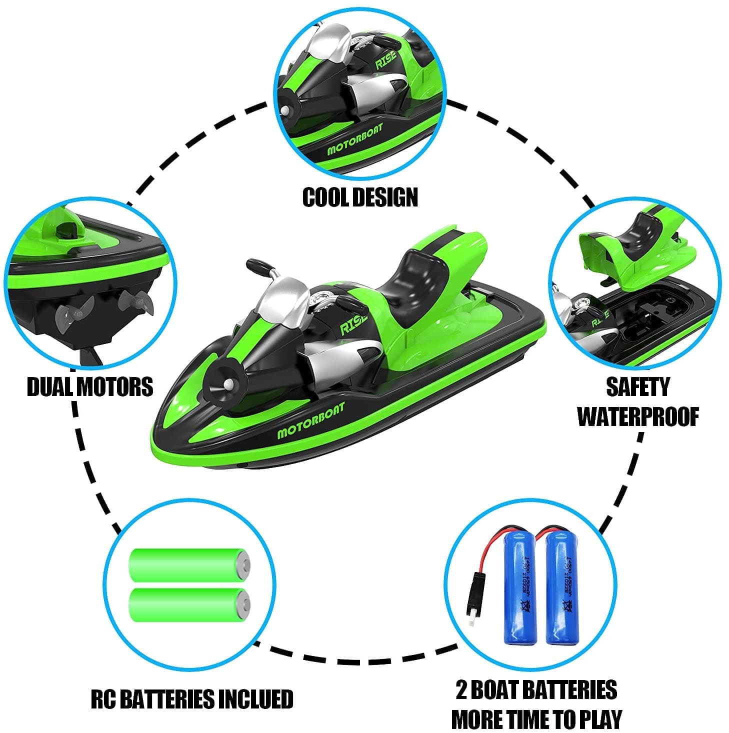 VOLANTEXRC RC Motorboat for Kids, Remote Control Boat for Pool and Lake with Double Power, Low Battery Alarm - EXHOBBY