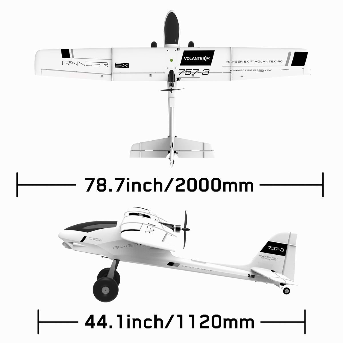 VOLANTEXRC FPV Remote Control Airplane with 2000m Winspan, Electric Radio Control Glider Aircraft FPV Ranger EX for Adults (757-3 PNP).