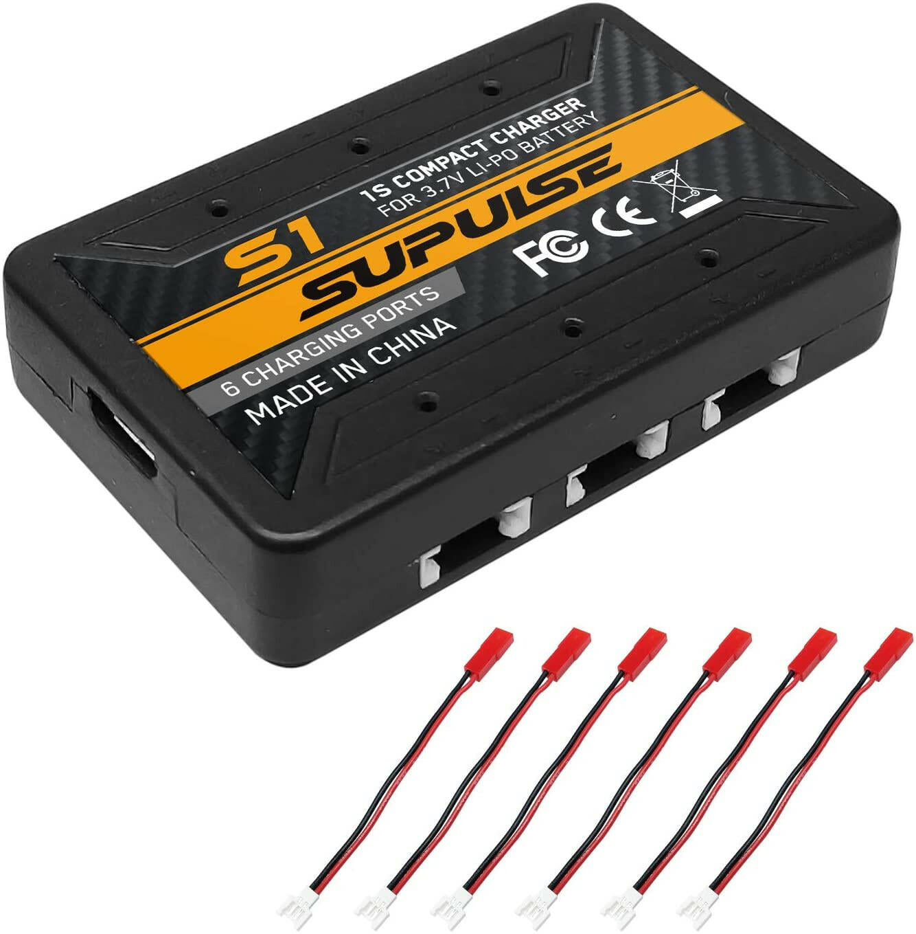 SUPULSE 6-in-1 Lipo Battery Charger 3.7V 1S 1 Cell Micro 6 Ports Compact Charger (S1) - EXHOBBY