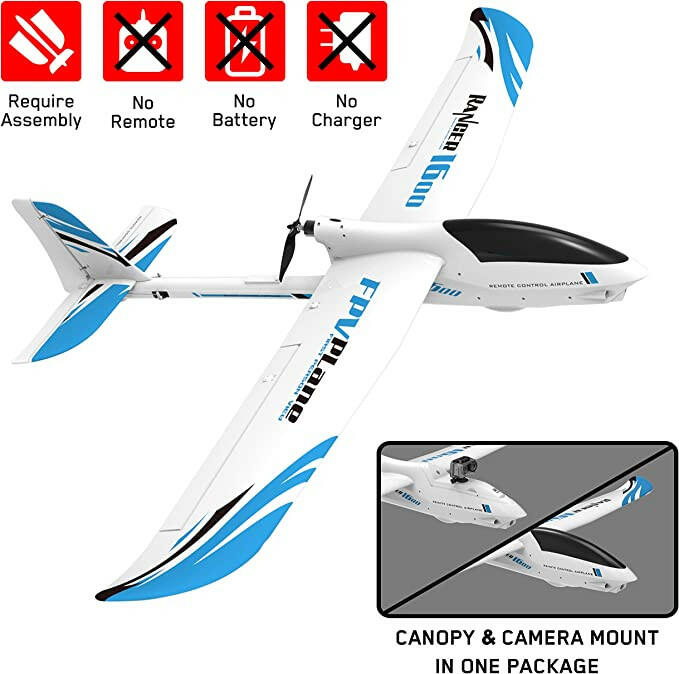 VOLANTEXRC Ranger 1600 4 Channel FPV Airplane with 1.6 Meter Wingspan and Unibody Plastic Fuselage (757-7) PNP.