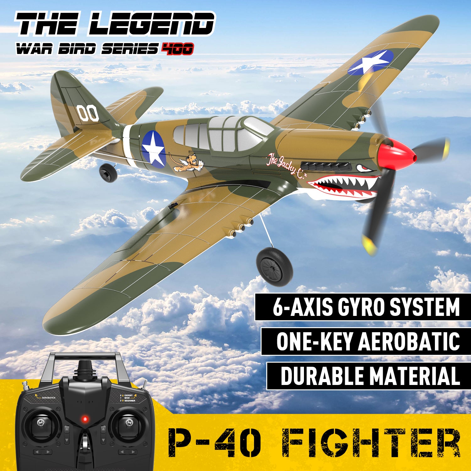 P40 Warbird RTF 4Ch RC Avion avec 3D/6G Gyroscope de pilote