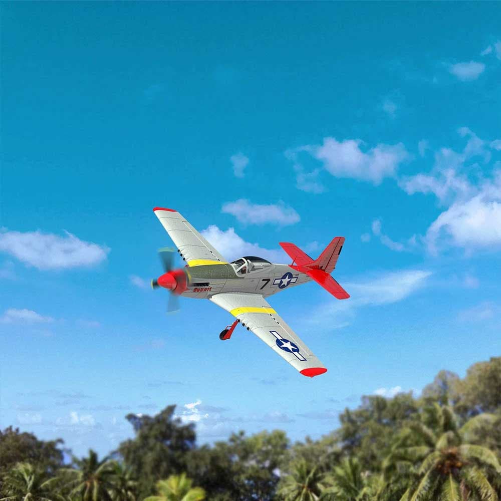 VOLANTEXRC P-51 Mustang 2.4G 5CH Remote Control Warbird 750MM Red with One Key U-Turn Function (768-1) - EXHOBBY