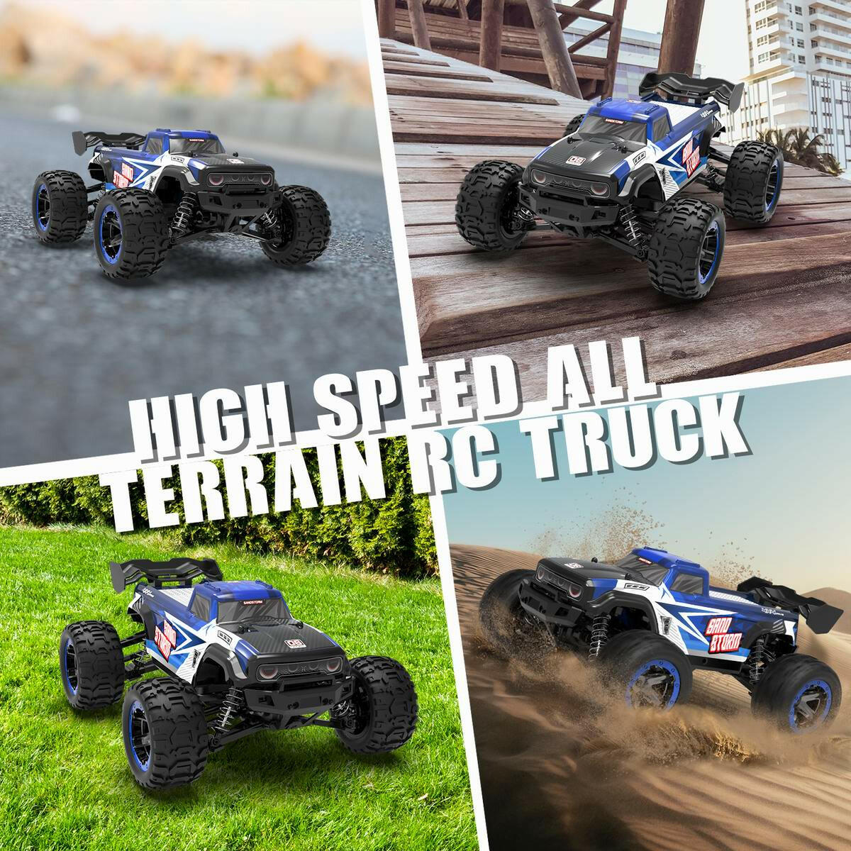 RACENT 1:16 Scale SandStorm 30MPH High Speed 4WD 2.4 GHz RC Monster Truck(785-6).