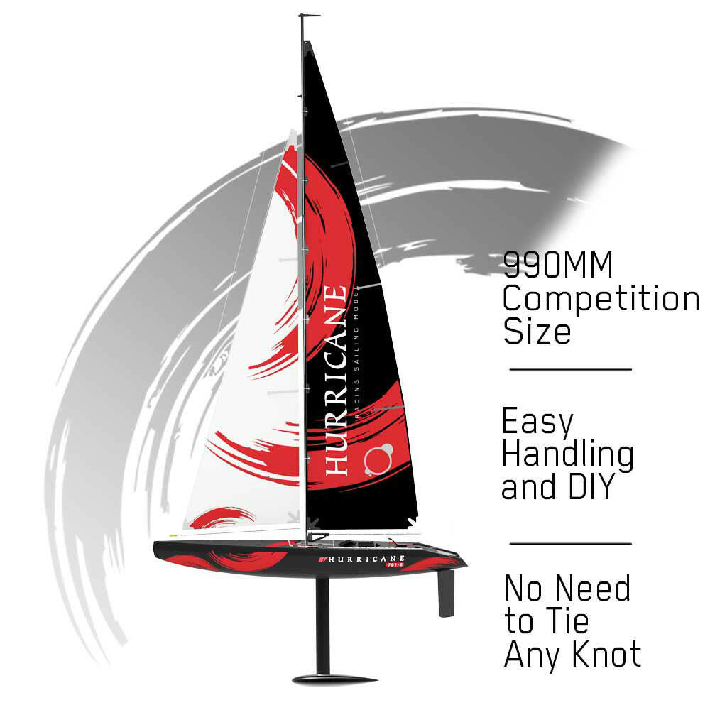 Hurricane 2 Channel Sailboat with 1 Meter Hull Length and ABS Plastic Waterproof Hull (791-2) RTR - EXHOBBY