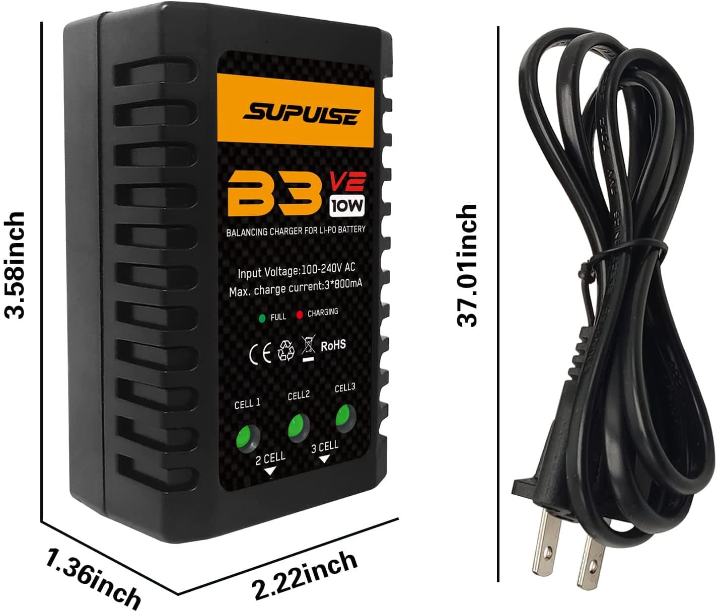 Til fods forvisning Asien SUPULSE B3V2 AC LiPo Charger 2S-3S 10W RC Balance Charger | EXHOBBY