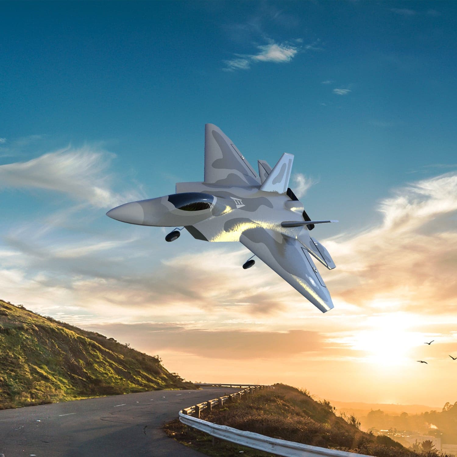 VOLANTEXRC F-22 Raptor 2.4Ghz 4-CH Remote Control with Xpilot Stabilizer System One Key Aerobatic  (761-7) RTF.