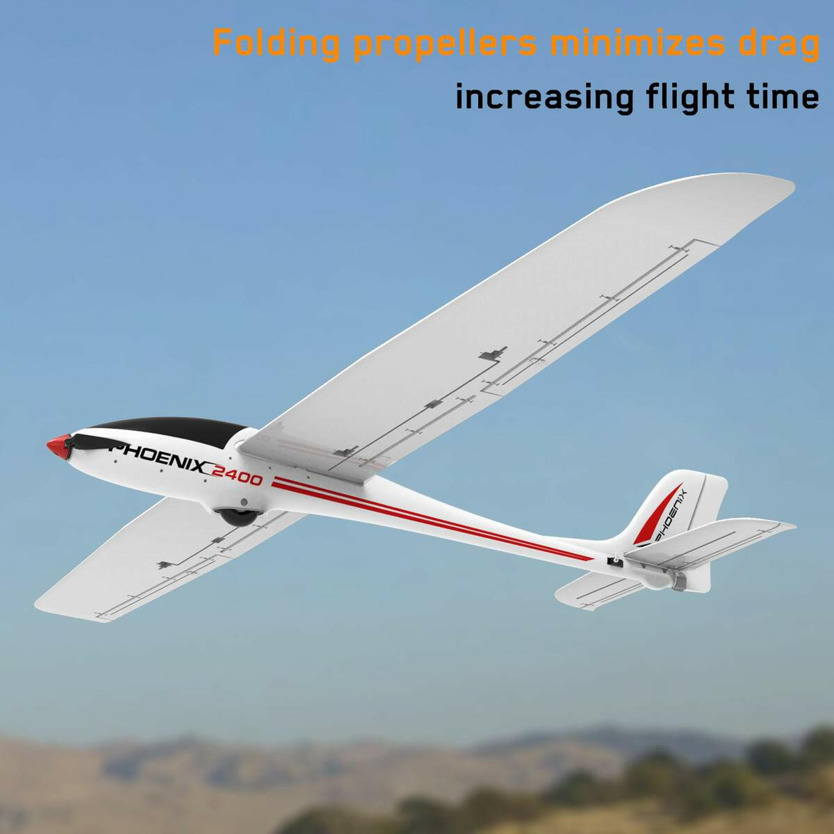 Phoenix 2400 5 Channel Glider with 2.4 Meter Wingspan and Plastic Fuselage (759-3) PNP.