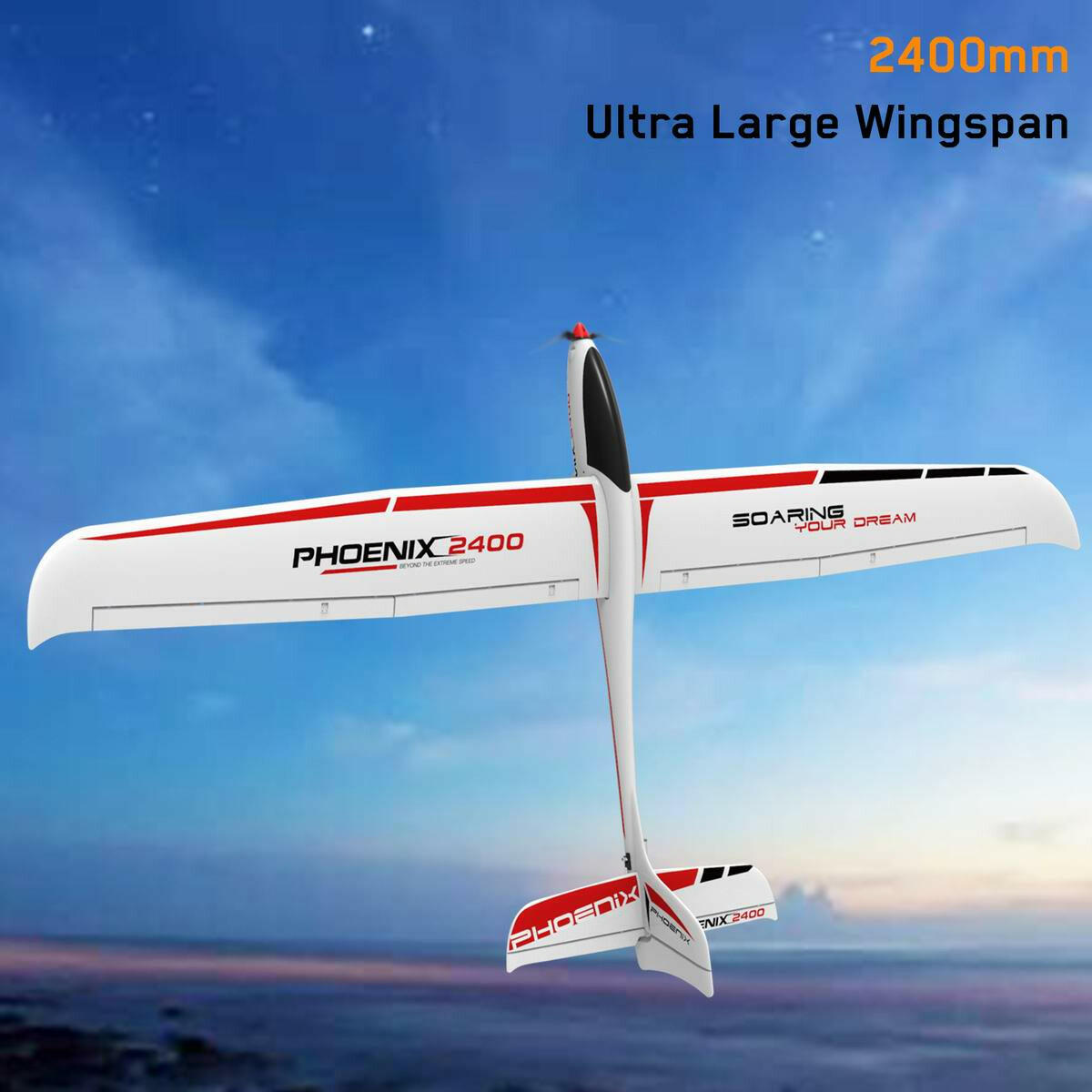 Phoenix 2400 5 Channel Glider with 2.4 Meter Wingspan and Plastic Fuselage (759-3) PNP.