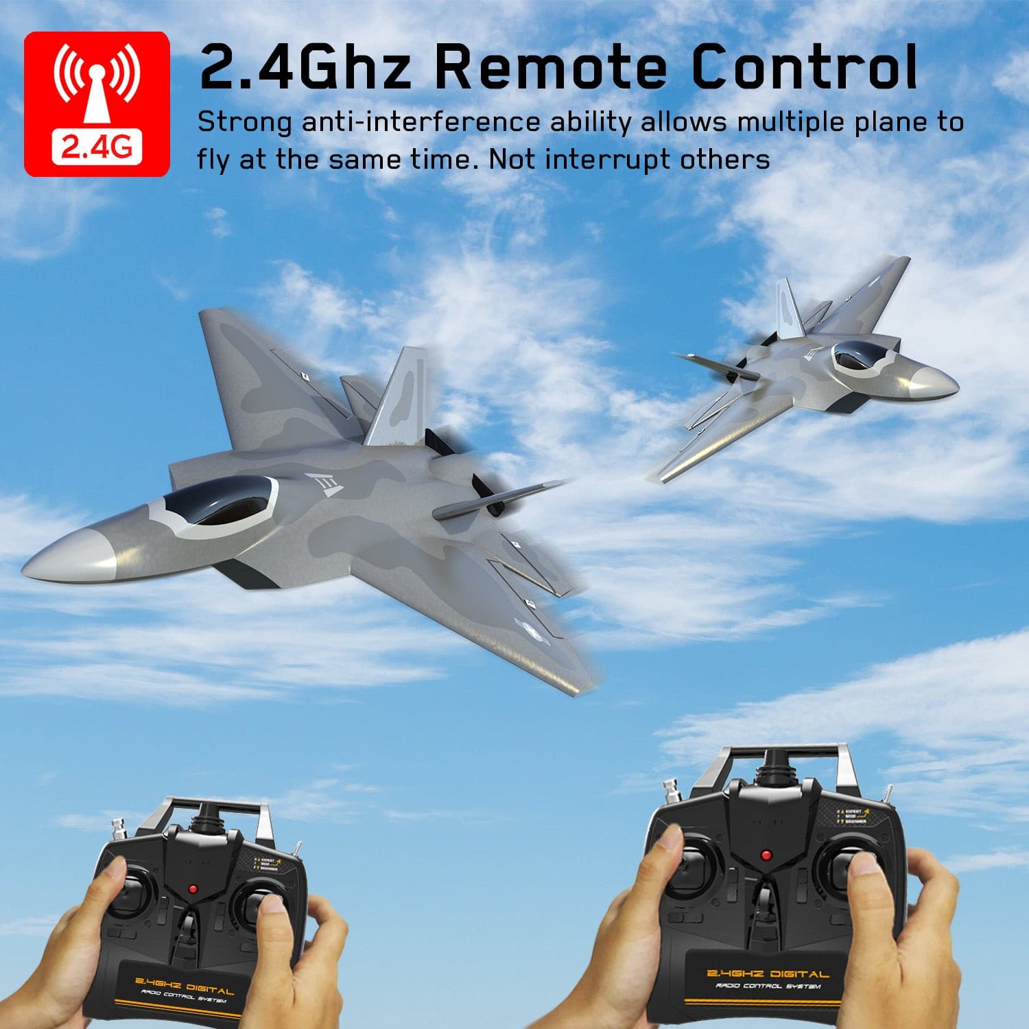 VOLANTEXRC F-22 Raptor 2.4Ghz 4-CH Remote Control with Xpilot Stabilizer System One Key Aerobatic  (761-7) RTF.