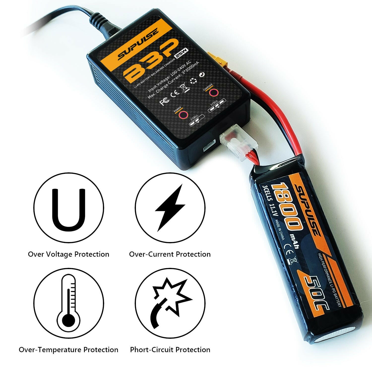 SUPULSE B3P Pro AC LiPo Battery Charger 2S-3S 25W RC Balance Charger - EXHOBBY