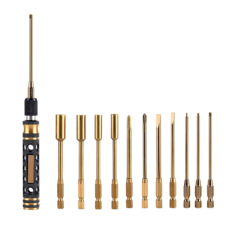 12 in 1 Hex Driver, Hex Screwdrivers RC Tools Set S2 Steel Tool for RC Model Robotics Bench Work Precision Engineering