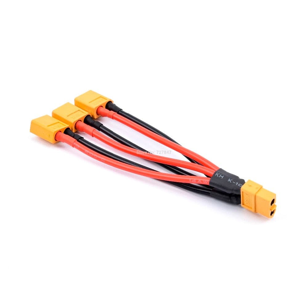 XT60 Parallel Battery Connector Male/Female Cable Dual Extension Y Splitter/ 3-Way 14AWG Silicone Wire for RC Battery Motor.