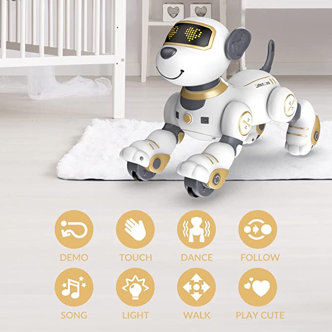 STEMTRON Remote Control Robot Dog Toy Programmable Interactive & Dancing (Gold)