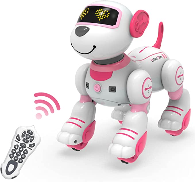 STEMTRON Programmable Interactive & Smart Dancing Remote Control Robot Dog Toy for Kids（Pink）.