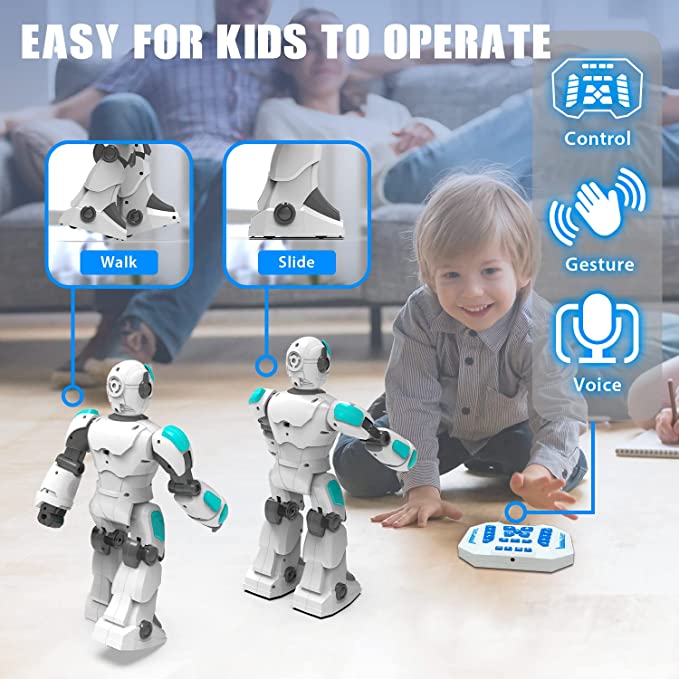 STEMTRON Intelligent Voice Controlled Smart Remote Control Robot for Kids（white）.