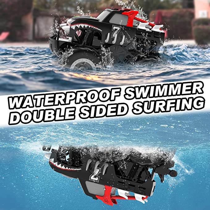 Amphibious Remote Control Car All Terrain Off-Road Waterproof RC Monster Truck for Kids.