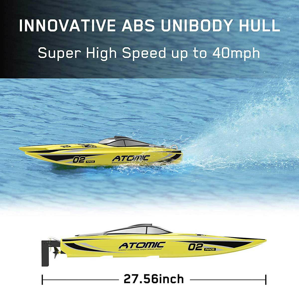 Atomic 45mph High Speed Lake Racing Remote Control RC Boat (792-4) RTR - EXHOBBY