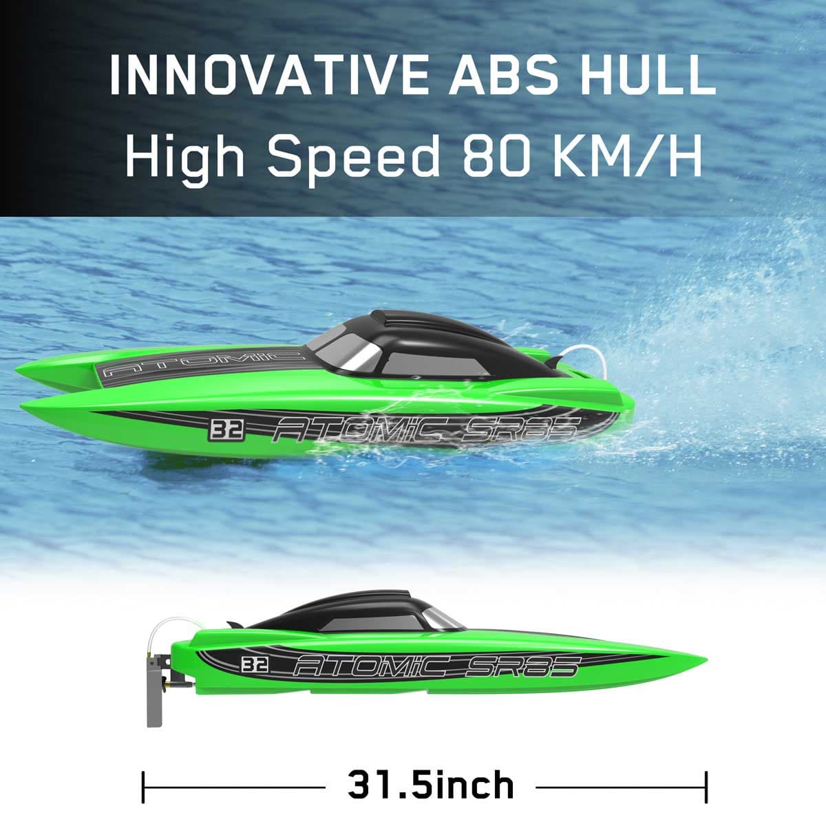 ATOMIC SR85 56mph Super High Speed Boat with Auto Roll Back Function and All Metal Hardwares (798-3) ARTR EXHOBBY.