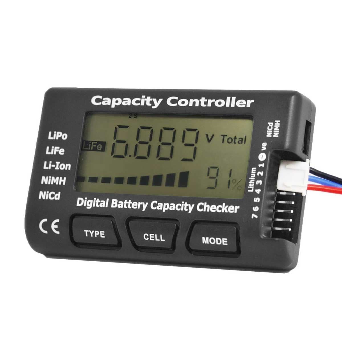 Capacity Controller CELLMeter-7 Digital Battery Capacity Checker Battery Balancer Tester LCD for LiPo-Life-Li-ion-NiCd-NiMH - EXHOBBY
