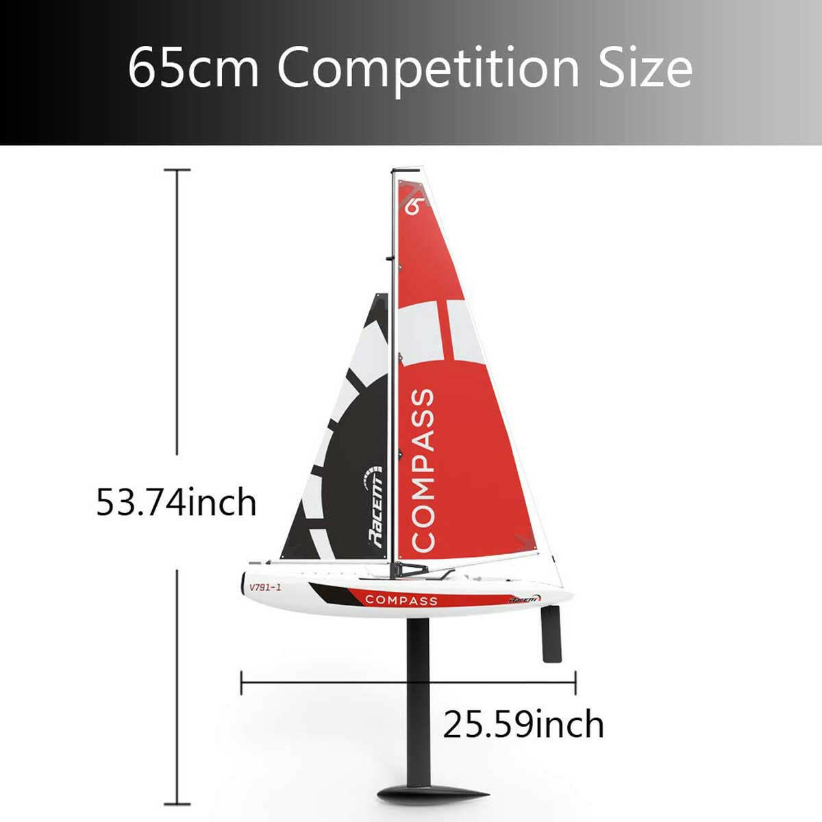 Compass 2 Channel 650mm Wind Power Sailboat for RG65 Class Competition (791-1) RTR - EXHOBBY