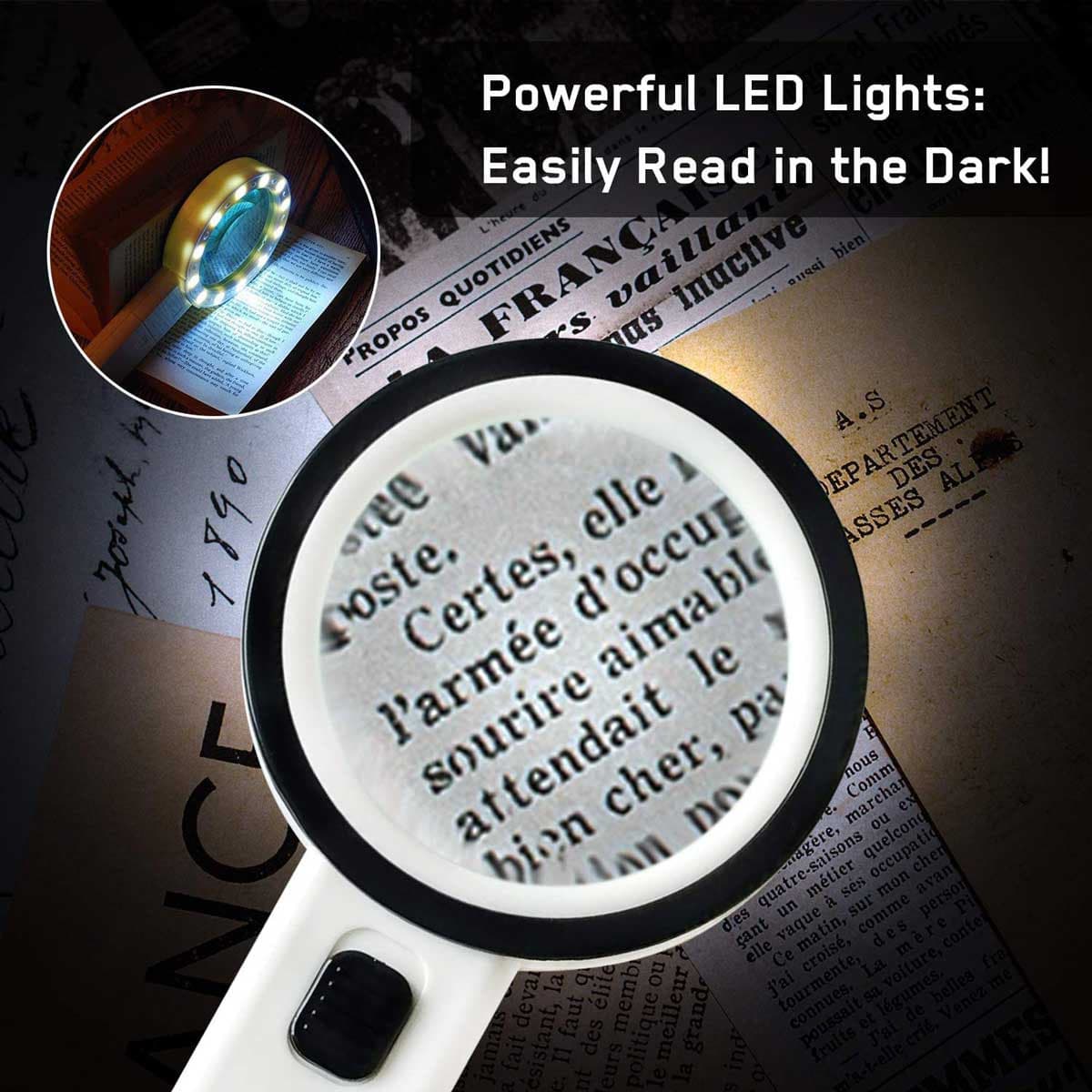 Handheld 30X Illuminated Magnifier Microscope Magnifying Glass