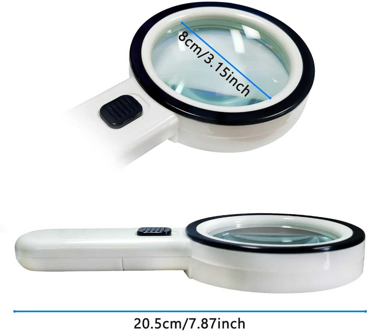 30X Portable Magnifying Glass Illuminated Magnifier Loupe